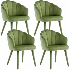 WAHSON OFFICE CHAIRS Velvet Dining Chairs Set of 4 Kitchen Leisure Chairs with Backrest for Dining Room, Green