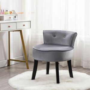 Modernluxe - Velvet Dresser Stool Bedroom Chair Makeup Stool with Wooden Legs, grey