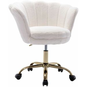 Wahson Office Chairs - Velvet Office Chair Swivel Desk Chair Height Adjustable Task Chair for Home Office, Faux Fur, White - White