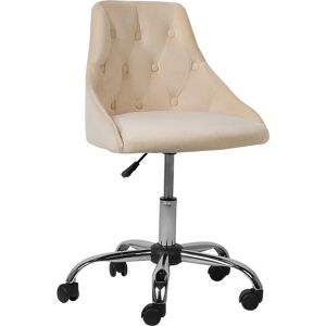 Beliani - Velvet Office Chair Tufted Upholstery Adjustable Height Chrome Beige Parrish - Beige