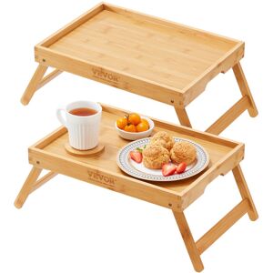 VEVOR 2-Pack Bed Tray Table with Foldable Legs, Bamboo Breakfast Tray for Sofa, Bed, Eating, Snacking, and Working, Folding Serving Laptop Desk Tray,