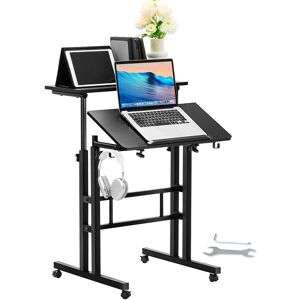 VEVOR Mobile Standing Desk, 26.4'-44.9' Gas-Spring Height Adjustable Sit-Stand Desk, 360° Swivel Wheels (4 Lockable) Home Office Rolling Laptop Table &