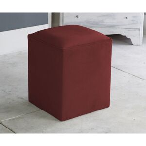 SERENE LIVING Victoria Plush Velvet Square Foot Stool Pouffe - Burgundy