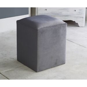 Serene Living - Victoria Plush Velvet Square Foot Stool Pouffe - Grey