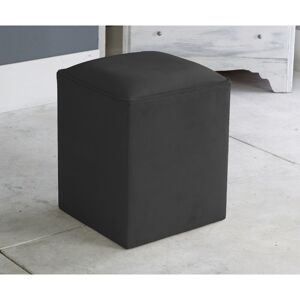 SERENE LIVING Victoria Plush Velvet Square Foot Stool Pouffe - Black