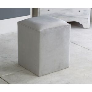 SERENE LIVING Victoria Plush Velvet Square Foot Stool Pouffe - Silver