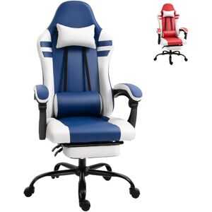 Vinsetto Gaming Chair w/ Headrest, Footrest, Racing Gamer Recliner Blue - Blue