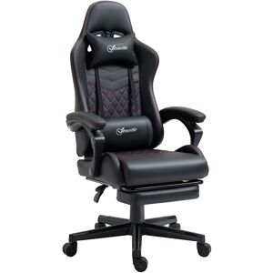 Vinsetto - Racing Gaming Chair w/ Arm, Faux Leather Gamer Recliner Home Office Black Red - Black Red