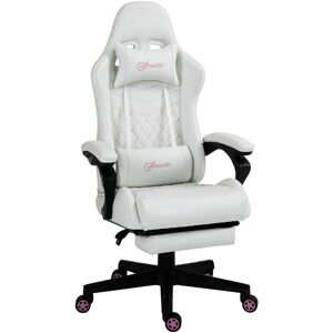 Vinsetto - Racing Gaming Chair w/ Arm, Faux Leather Gamer Recliner Home Office White - White