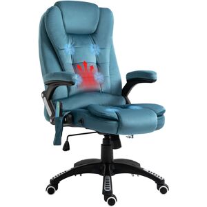 Vinsetto - Velvet Executive Reclining Chair w/ Heating Massage Points Relaxing Headrest Blue - Blue