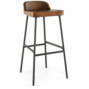 Costway - Vintage Industrial Bar Stools Tall Kitchen Stools Breakfast High Chair Low-Back