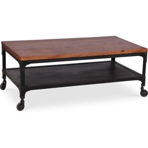 PRIVATEFLOOR Vintage industrial coffee table metal Natural wood Metal, Wood, Metal, Wood - Natural wood