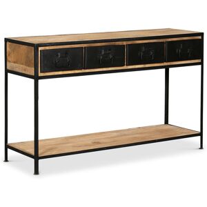 PRIVATEFLOOR Vintage industrial console with drawers wood Black Iron, Wood, Metal, Wood - Black