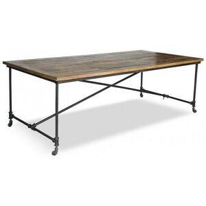 PRIVATEFLOOR Vintage industrial dining table wood and steel Natural wood Wood, Steel, Metal, Wood - Natural wood