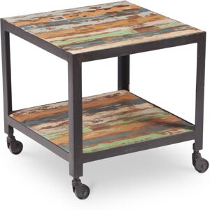 Privatefloor - Vintage Industrial Occasional Table- Coloured Wood Black Iron, Wood, Metal, Wood - Black