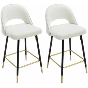 WAHSON OFFICE CHAIRS Set of 2 Bar Stools Velvet Kitchen Counter Chairs for Kitchen Island, Beige