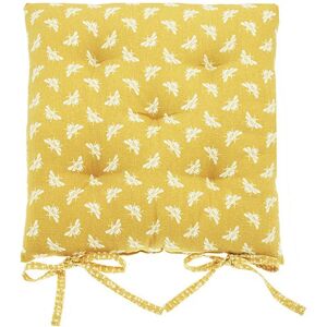 WALTON & CO Walton&co - Ochre Bee Square Seat Pad With Ties