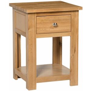 HALLOWOOD FURNITURE Waverly Oak Side Table with Drawer and Shelf, Wooden Bedside Table, Telephone Table, Plant Table, Bedside Lamp Table, Small Coffee Table for Living