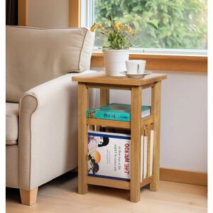 HALLOWOOD FURNITURE Waverly Oak Side Table in Light Oak, Magazine Table with Storage, Solid Wooden Coffee Table with 2 Shelf, Small Side Table, Oak Coffee Table Living