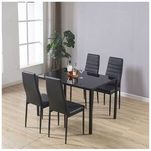 Glass Top Dining Table With 4 Chairs DS07 Black - Westwood