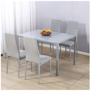 Glass Top Dining Table With 4 Chairs DS07 Grey - Westwood