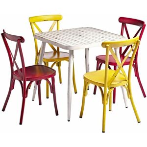 Netfurniture - White Square Cafe Table And Chairs Set - White