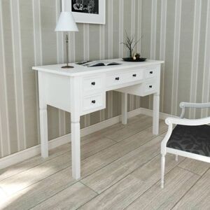 Berkfield Home - White Writing Desk with 5 Drawers