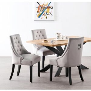 LIFE INTERIORS Windsor Duke lux Dining Set Includes an Oak Dining Table and Set of 6 Light Grey Chairs