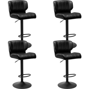 4x Bar Stools. Height Adjustable Breakfast Barstools with Swivel Gas Lift and Footrest.Black - Black - Woltu