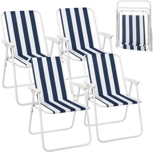 4x Lightweight folding camping chairs folding chair, fold up chair, folding camping chair, White + Blue - Woltu