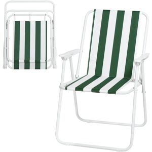 1x Lightweight folding camping chairs folding chair, fold up chair, folding camping chair, White + Green - Woltu