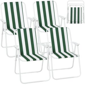 4x Lightweight folding camping chairs folding chair, fold up chair, folding camping chair, White + Green - Woltu