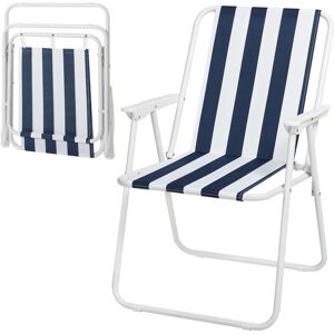 1x Lightweight folding camping chairs folding chair, fold up chair, folding camping chair, White + Blue - Woltu