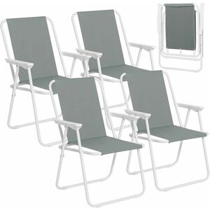4x Lightweight folding camping chairs folding chair, fold up chair, folding camping chair, Dark Grey - Woltu