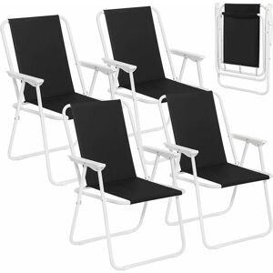 4x Lightweight folding camping chairs folding chair, fold up chair, folding camping chair, Black - Woltu