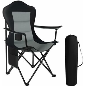 WOLTU 1x Camping Chair Folding Portable Chair, Black+Dark Gray