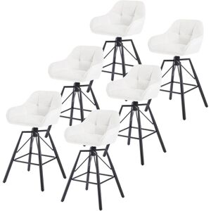 6x Bar Stools. Velvet Wide Padded Seat Breakfast Kitchen Counter Barstools Cream - Cream - Woltu