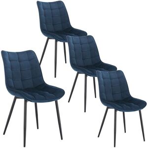 Woltu - dining chairs Set of 4 pcs Kitchen Counter chairs Lounge Leisure Velvet Blue - Blue