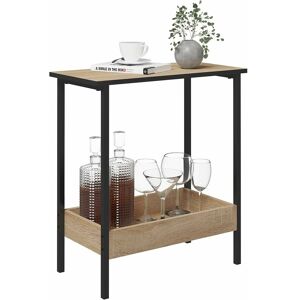 WOLTU Coffee Table. Side Table with 2 Shelves. Bedside Table Easy Assembly. Living Room Table. Small Table with Black Frame and Light Oak Shelves.