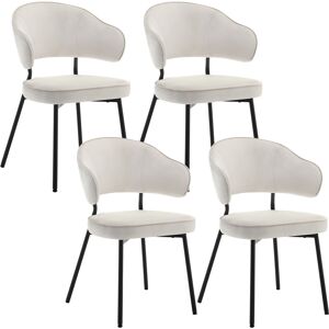 WOLTU Set Of 4 Dining Chairs Velvet Seat Metal Legs Kitchen Lounge Living Room Chair Home Cream - Cream