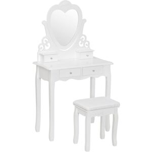 Dressing Table Set with Mirror. Makeup Dresser Table Stool. Home Bedroom Vanity Cosmetic Furniture Gifts for Girls Women White - Woltu