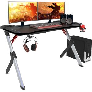 Gaming Desk led Black Computer Racing Table with Cup Holder Headphone Hook Black - Black - Woltu