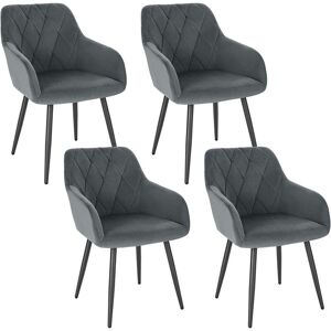 WOLTU Set of 4pcs Kitchen Dining Chairs Velvet Armchairs with Metal Legs Dark Grey - Dark Grey