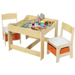 Table with 2 chairs Wooden Kids' Children's Desk Set Boys Girls Play - Woltu