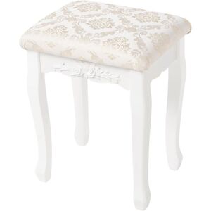 White Dressing Table Stool. Soft Padded Vanity Stool 40x30x50cm. Makeup Chair for Bedroom. Baroque Style - Cream White - Woltu