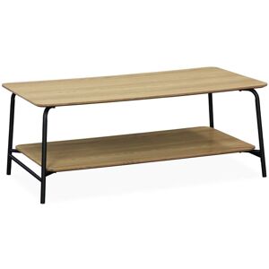 SWEEEK Vintage wood and black metal school table with 1 shelf - Natural