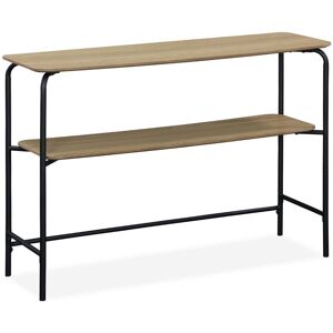 SWEEEK Wooden console with black metal structure and base and 1 shelf 110cm - Natural