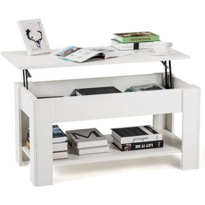 ABRIHOME Lift up Top Coffee Table with storage and shelf living room(White)