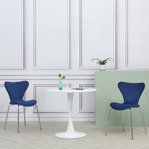 MMILO MODERN 2x Velvet Stackable Navy Chairs with Silver Legs