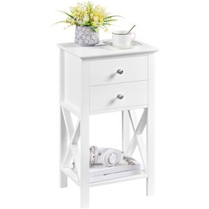 70cm Tall Bedside Table x Shape End Table, White - Yaheetech